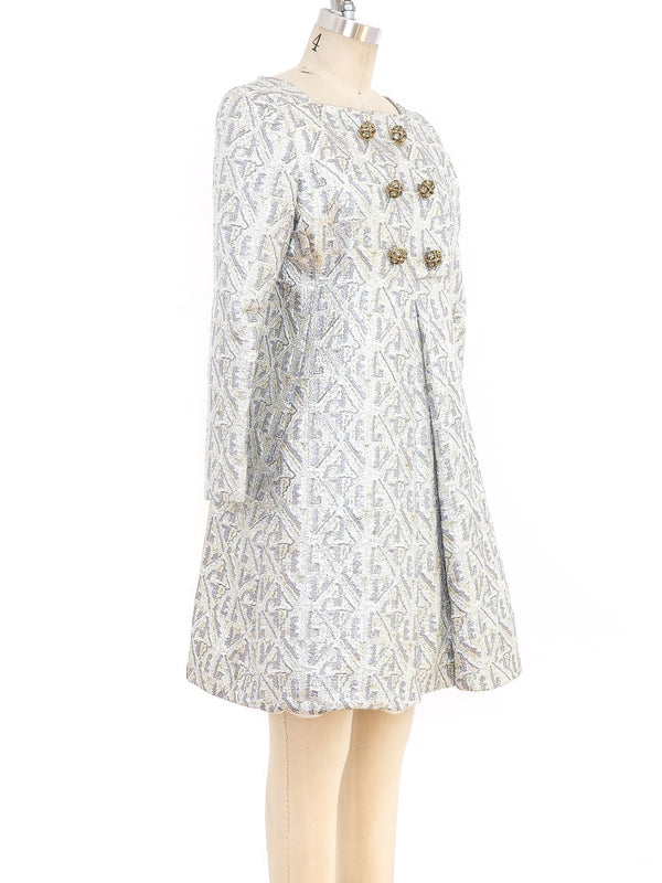 Malcolm Starr Metallic Brocade Mini Dress Dress arcadeshops.com