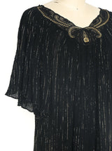 Metallic Stripe Pleated Gauze Dress Dress arcadeshops.com