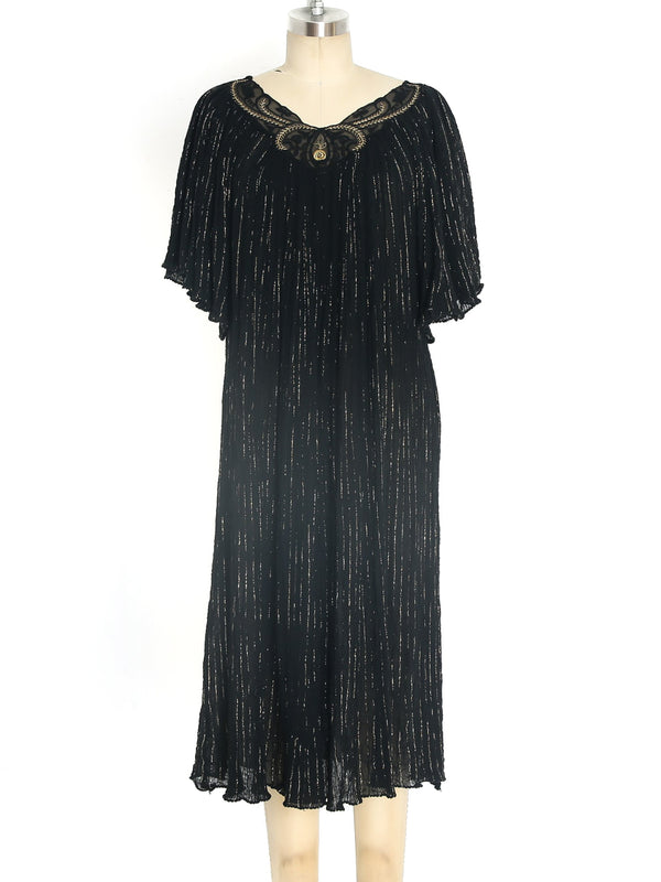 Metallic Stripe Pleated Gauze Dress Dress arcadeshops.com
