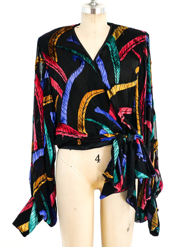 Multicolor Devore Velvet Feather Top Top arcadeshops.com
