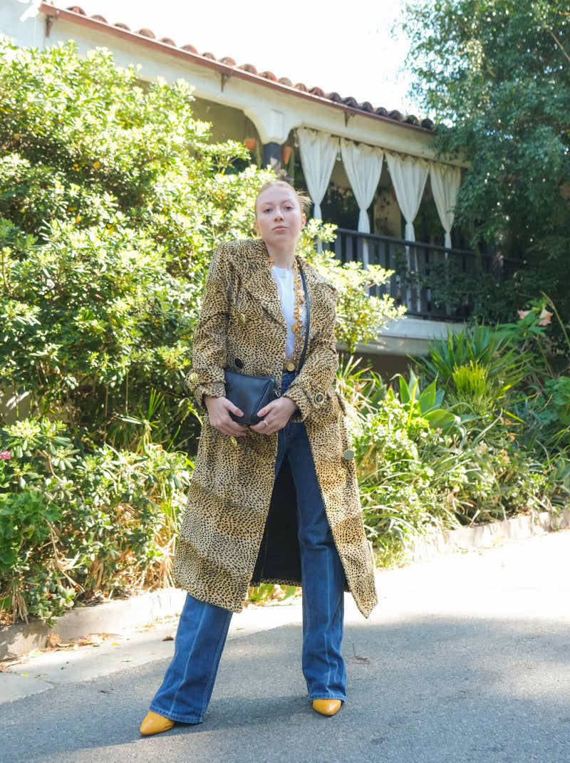 Leopard Printed Faux Fur Coat Jacket arcadeshops.com