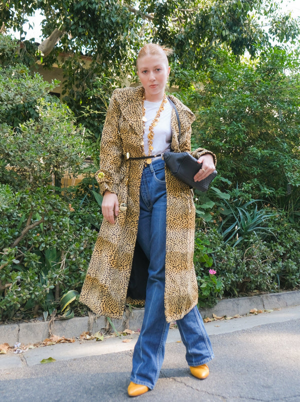 Leopard Printed Faux Fur Coat Jacket arcadeshops.com