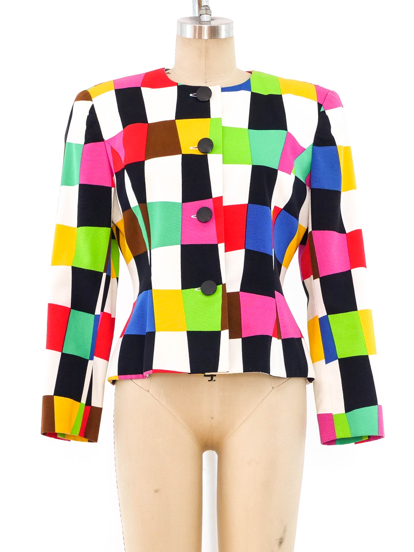 Albert Nipon Colorblock Check Jacket