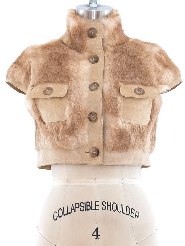 Rabbit Fur Sleeveless Crop Jacket Jacket arcadeshops.com