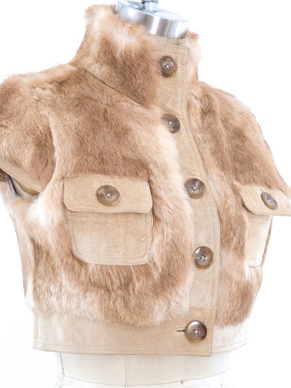 Rabbit Fur Sleeveless Crop Jacket Jacket arcadeshops.com