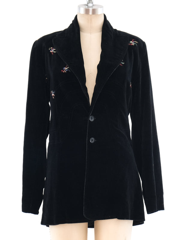Malcolm Hall Floral Embroidered Velvet Jacket Jacket arcadeshops.com