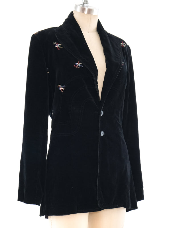 Malcolm Hall Floral Embroidered Velvet Jacket Jacket arcadeshops.com
