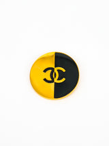 Chanel Enamel Logo Button Brooch Accessories arcadeshops.com