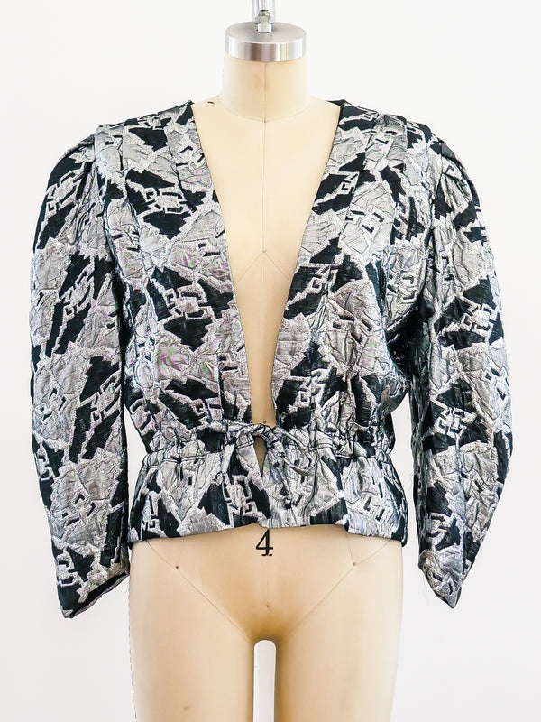 Silver Lurex Puff Sleeve Jacket Jacket arcadeshops.com