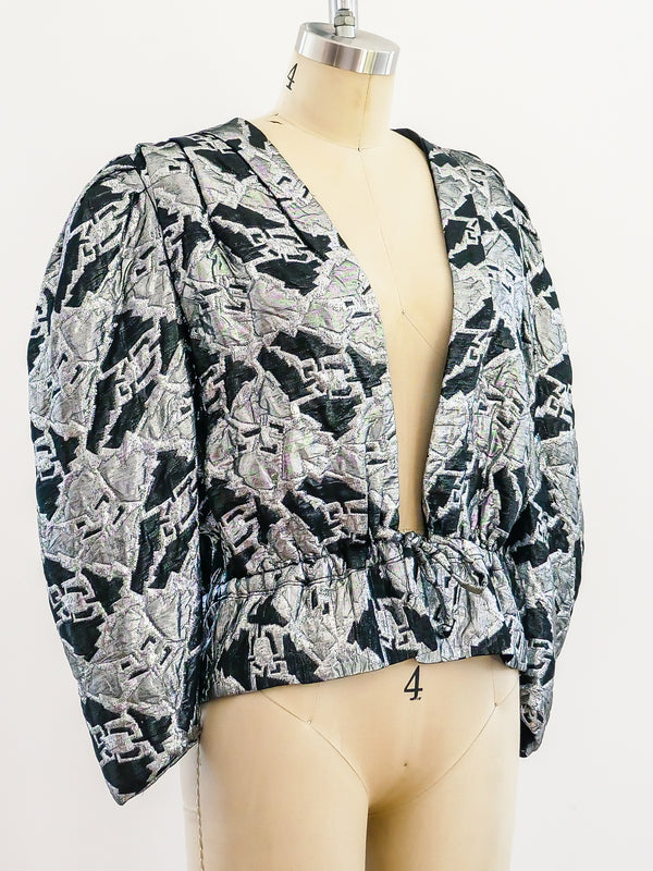 Silver Lurex Puff Sleeve Jacket Jacket arcadeshops.com