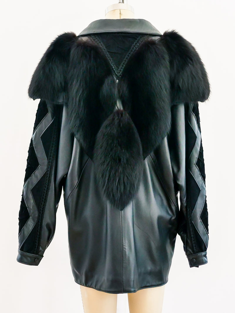 Removable Sleeve Leather and Fur Jacket Jacket arcadeshops.com