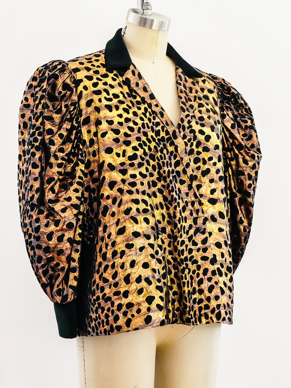 Gold Lurex Leopard Print Jacket Jacket arcadeshops.com