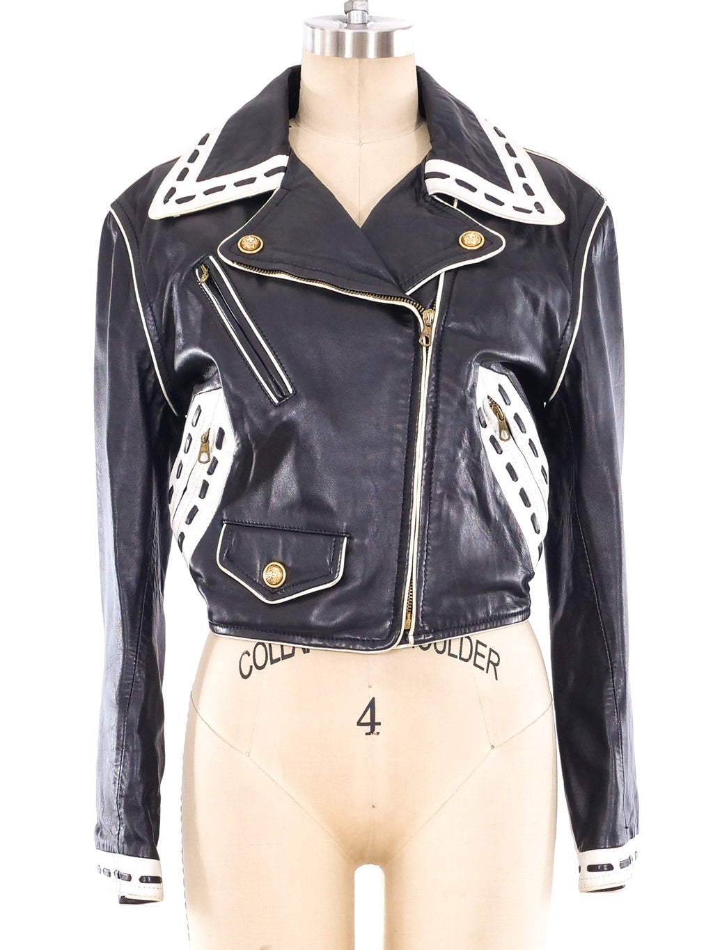 Moschino leather biker jacket - Neutrals