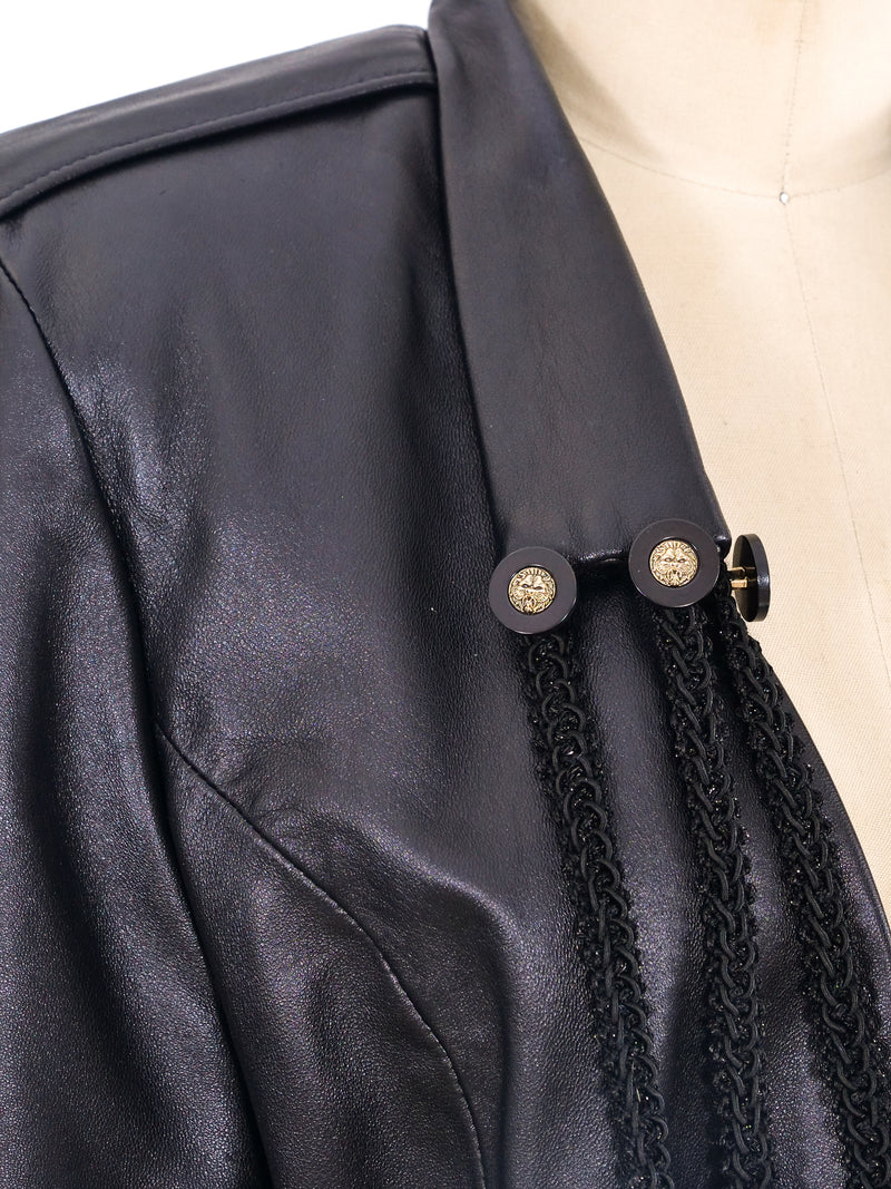 Black Leather Cropped Jacket Jacket arcadeshops.com