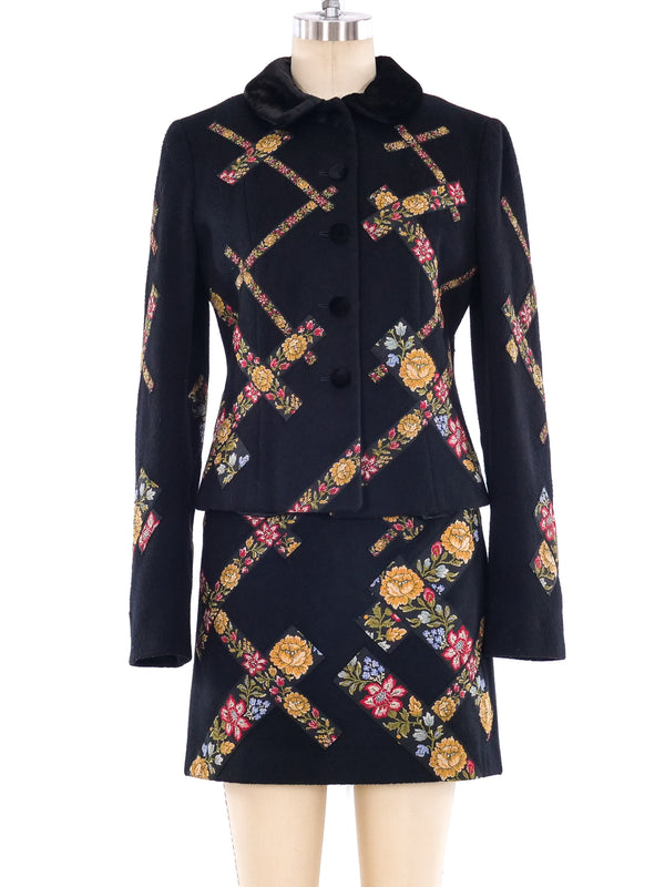 Moschino Tapestry Ribbon Trimmed Skirt Suit Suit arcadeshops.com