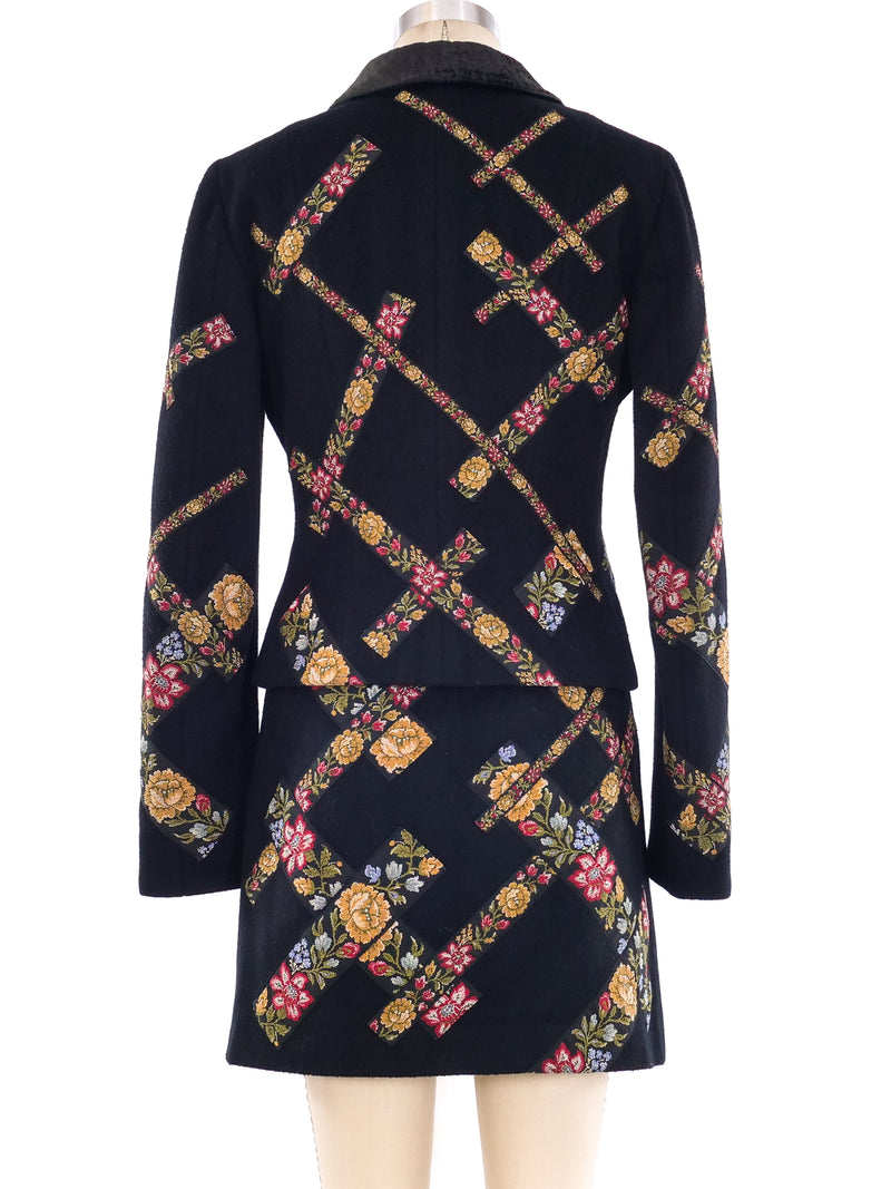 Moschino Tapestry Ribbon Trimmed Skirt Suit Suit arcadeshops.com