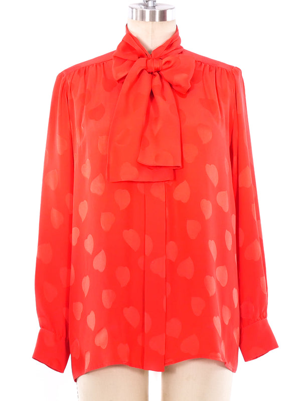 Yves Saint Laurent Heart Jacquard Silk Blouse Top arcadeshops.com