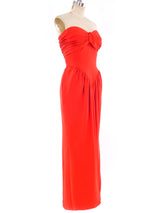 Oscar de la Renta Red Silk Strapless Gown Dress arcadeshops.com