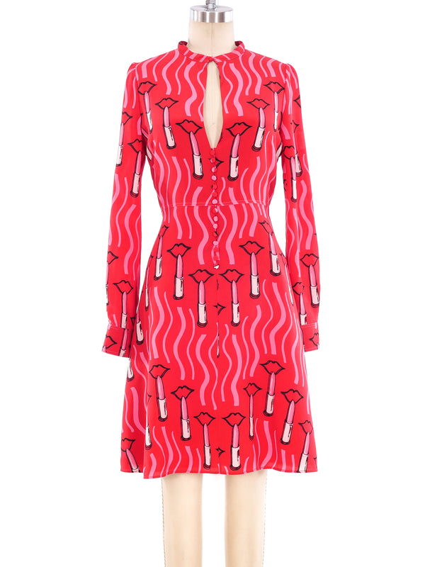 Valentino Zandra Rhodes Lipstick Print Dress Dress arcadeshops.com