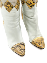 Snakeskin Patchwork Leather Boots Accessory arcadeshops.com