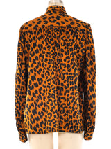 Yves Saint Laurent Leopard Printed Silk Blouse Top arcadeshops.com