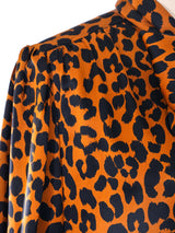 Yves Saint Laurent Leopard Printed Silk Blouse Top arcadeshops.com