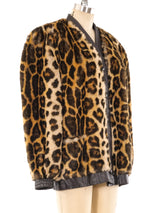 Faux Leopard Fur Bomber Jacket Jacket arcadeshops.com