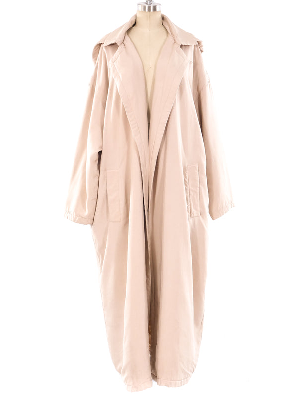 Khaki Quilted Silk Trench Coat Outerwear arcadeshops.com