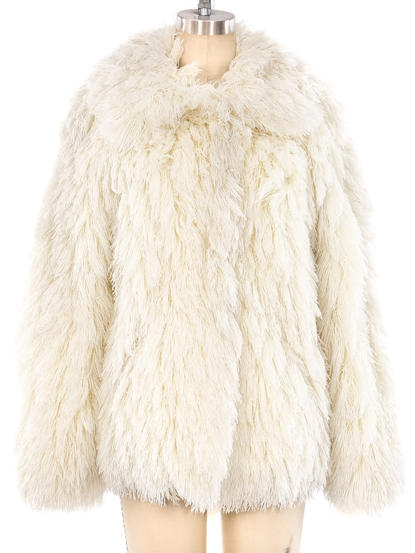 Ivory Yarn Shag Jacket Jacket arcadeshops.com