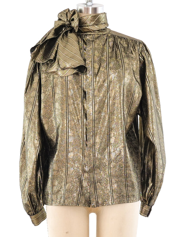 Paisley Jacquard Metallic Gold Top Top arcadeshops.com