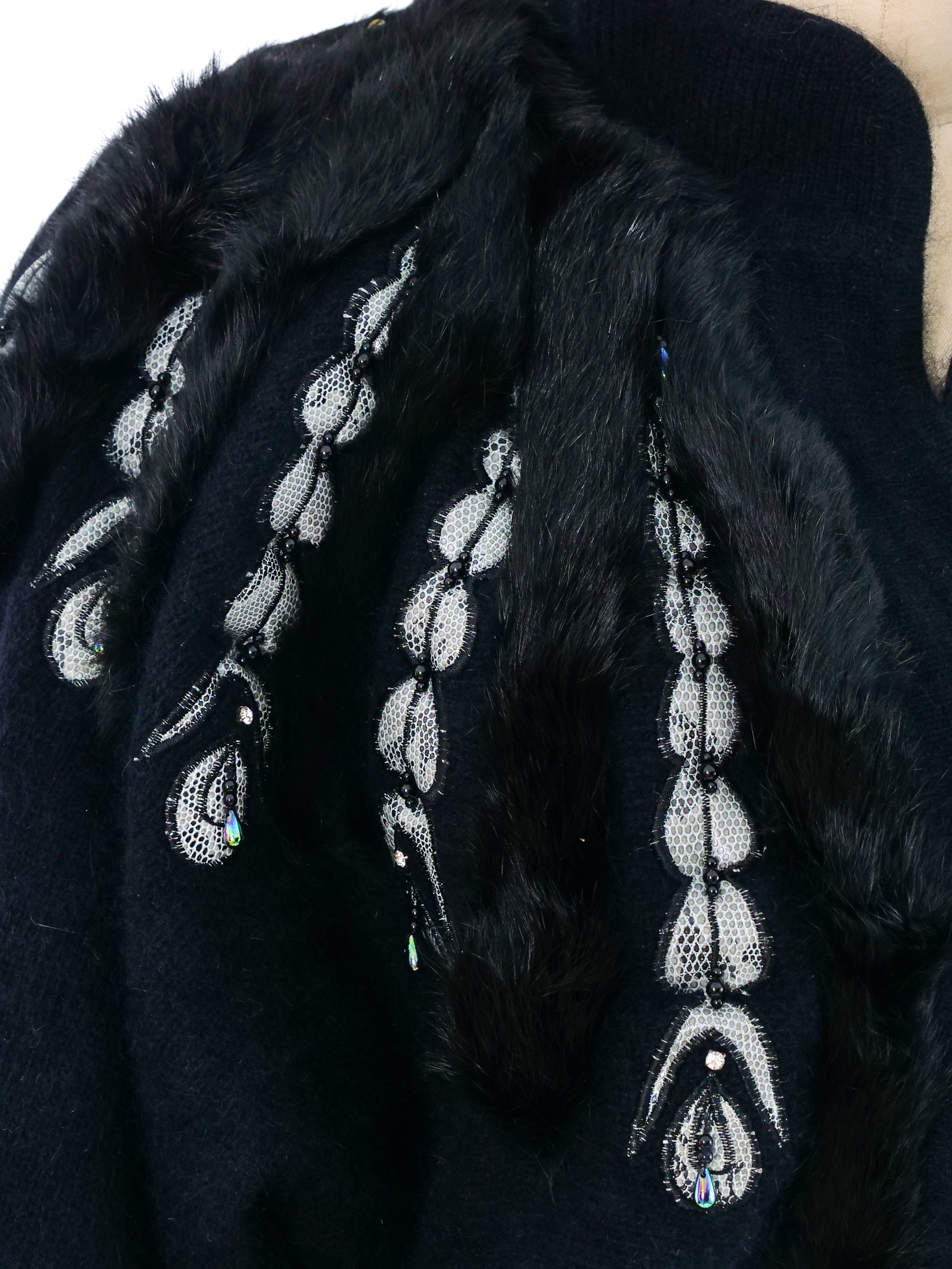 Fur Trimmed Angora Cardigan