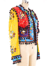 Moschino Heavily Embellished Colorblock Leather Jacket Jacket arcadeshops.com