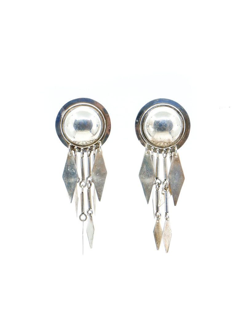 Sterling Silver Fringed Dome Earrings Accessory arcadeshops.com