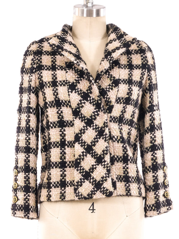 Chanel Metallic Check Tweed Jacket Jacket arcadeshops.com