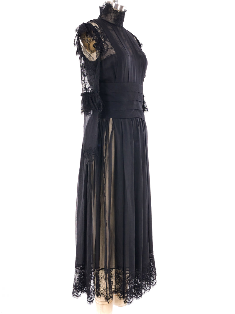 Chanel Lace Trimmed Chiffon Dress Chanel Lace Trimmed Chiffon Dress