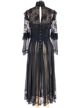 Chanel Lace Trimmed Chiffon Dress Dress arcadeshops.com