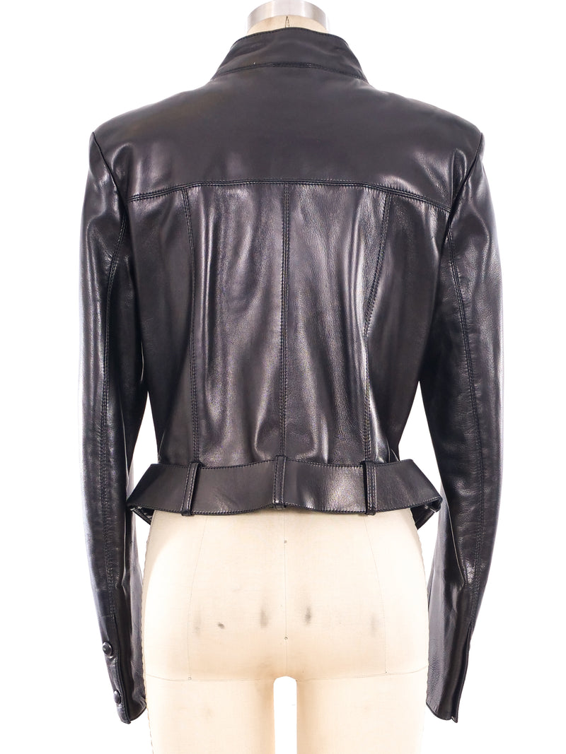 Claude Montana Belted Leather Jacket Jacket arcadeshops.com