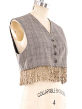 Romeo Gigli Fringe Trimmed Cropped Vest Top arcadeshops.com