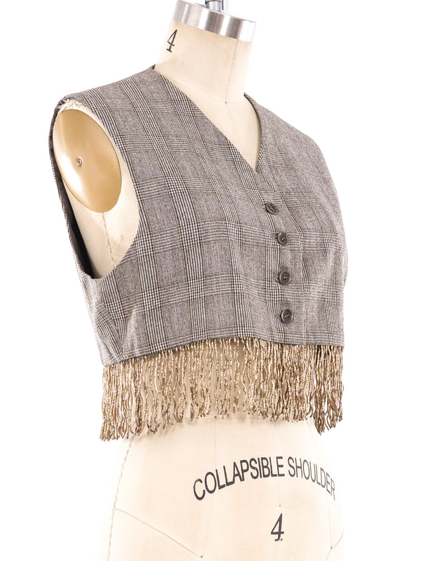 Romeo Gigli Fringe Trimmed Cropped Vest Top arcadeshops.com