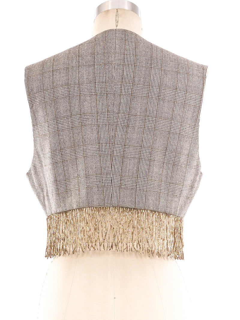 Romeo Gigli Fringe Trimmed Cropped Vest Top arcadeshops.com