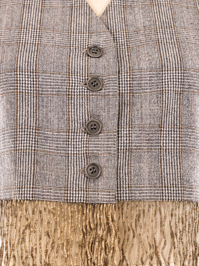 Romeo Gigli Fringe Trimmed Cropped Vest Top arcadeshops.com