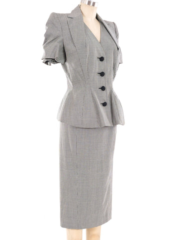 1995 John Galliano Houndstooth Skirt Suit