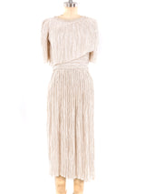 Mary McFadden Ivory Pleated Short Sleeve Dress Dress arcadeshops.com