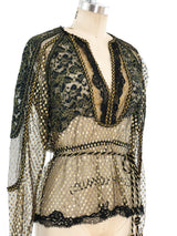 Victor Costa Metallic Gold Lace Top Top arcadeshops.com