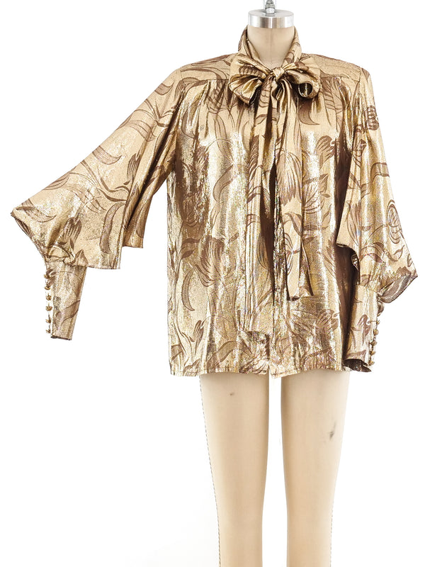 Nina Ricci Metallic Floral Blouse Top arcadeshops.com