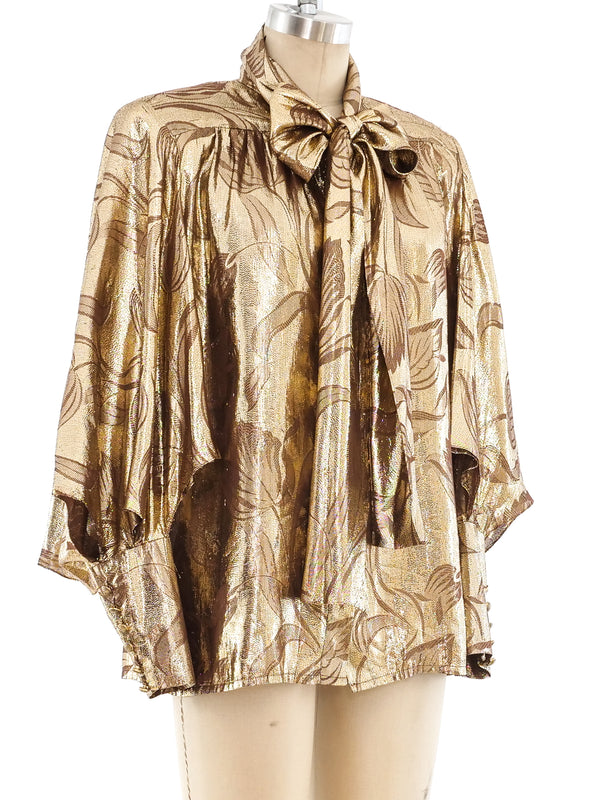 Nina Ricci Metallic Floral Blouse Top arcadeshops.com