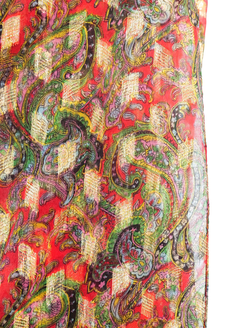 Metallic Paisley One Shoulder Gown Dress arcadeshops.com