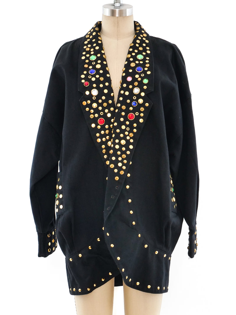 Stud Embellished Twill Jacket Jacket arcadeshops.com