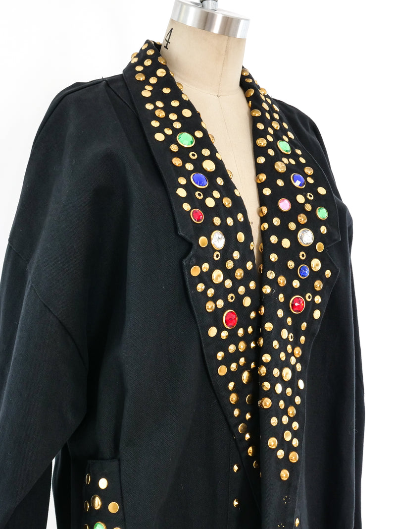 Stud Embellished Twill Jacket Jacket arcadeshops.com