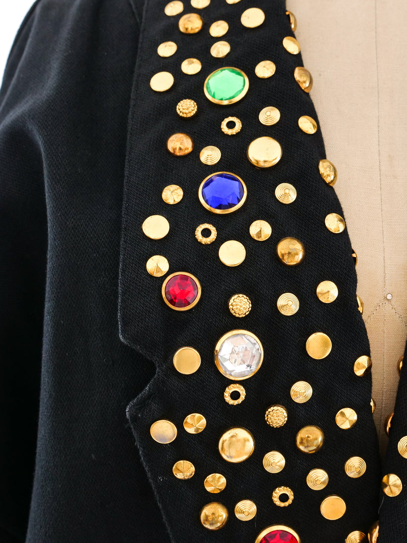 Stud Embellished Twill Jacket Jacket arcadeshops.com
